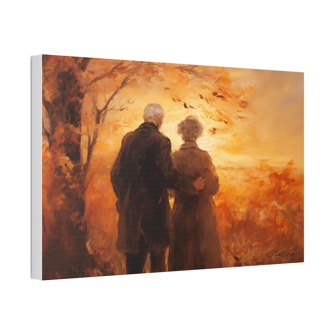 Elderly Couple at Sunset Golden Autumn Romance Evening Walk Poster - Image 4
