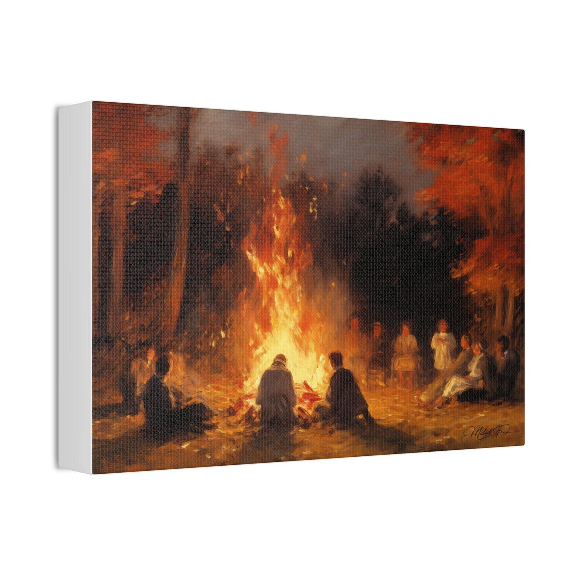 Autumn Bonfire Night Campfire Gathering Fall Warmth Scene Poster - Image 3