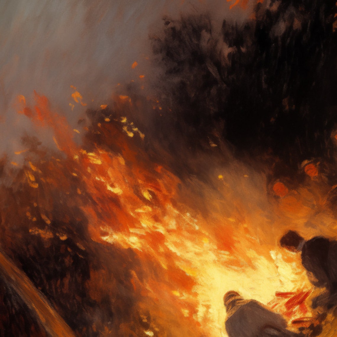 Friends Gathered Around a Fall Bonfire on an Autumn Night Poster - Image 4
