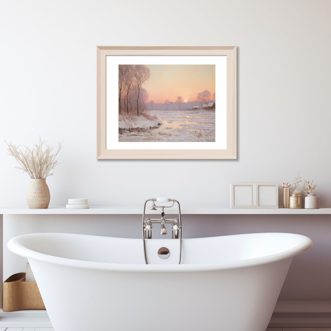 Frozen River At Dawn Under A Pink Winter Sky Landscape Poster - Image 3