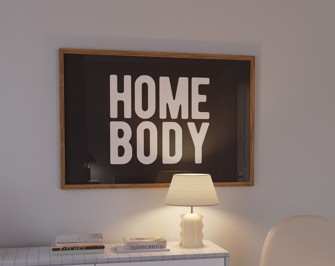 Homebody Club Typography Art Print, Retro Living Room