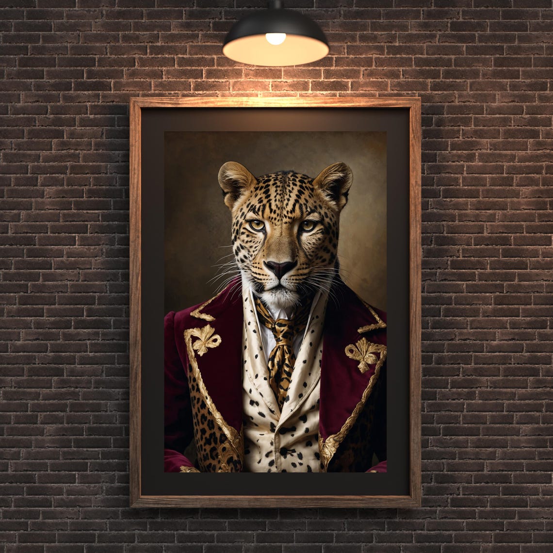 Leopard Royal Portrait Aristocratic Big Cat Velvet Coat Animal Poster