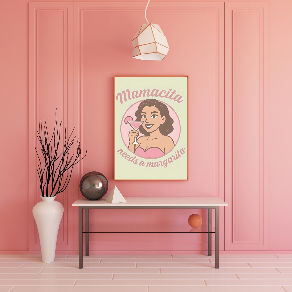 Mamacita Needs a Margarita Retro Pinup Cocktail Bar Art Print