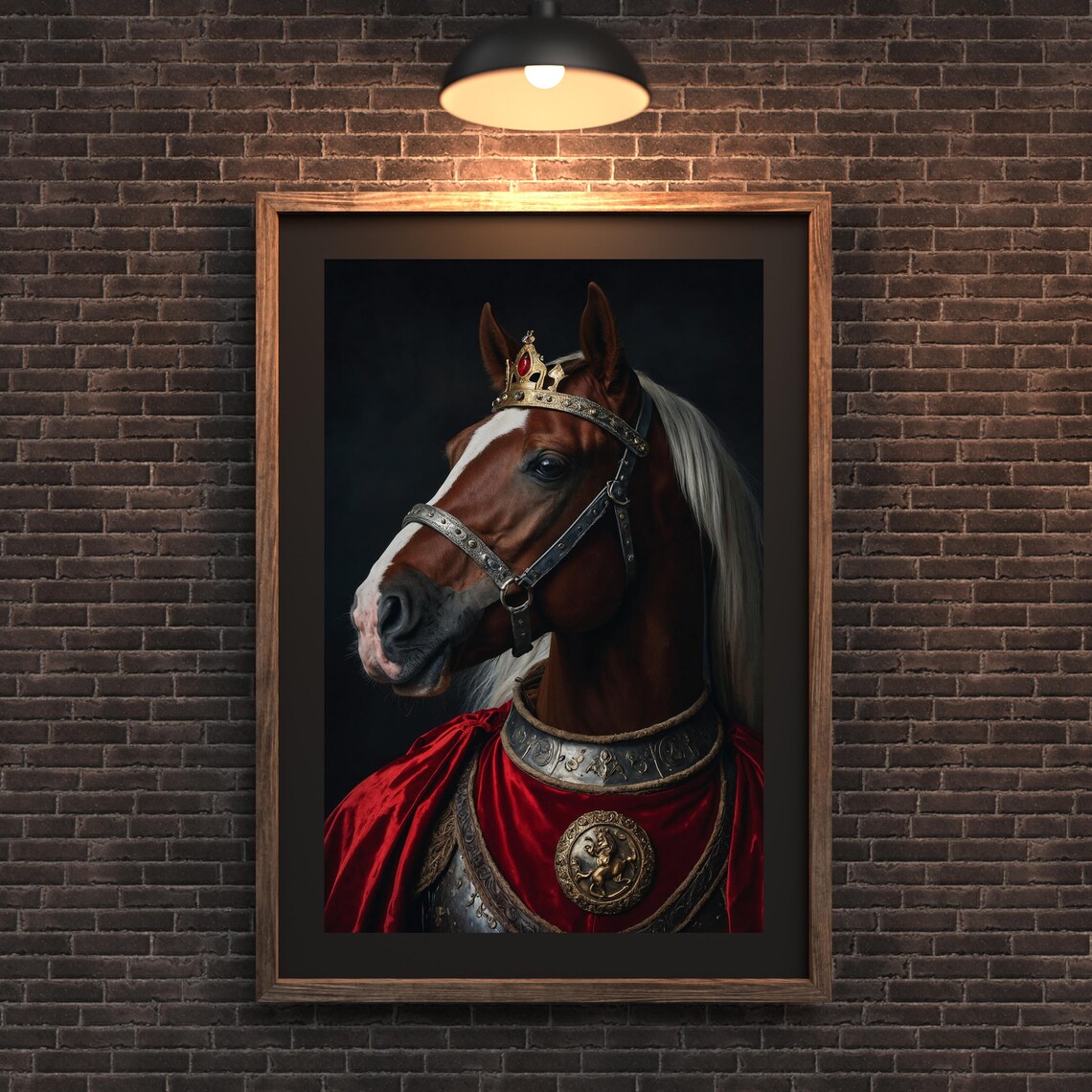 Royal Horse Portrait Crowned Stallion Renaissance Animal Poster
