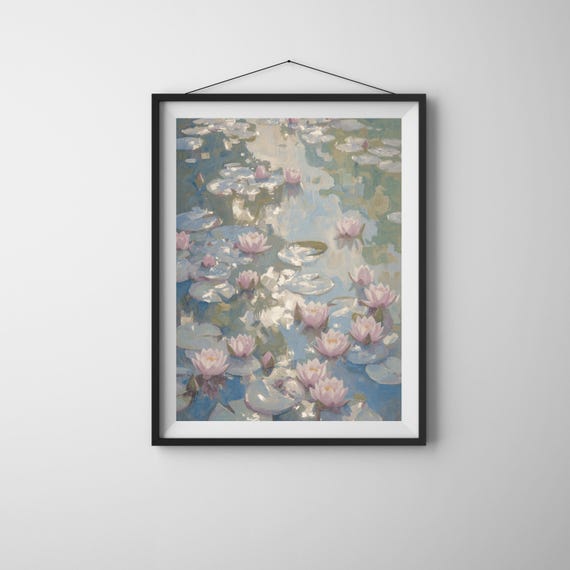Monet Water Lilies Reimagined Impressionist Oil Painting Wall Art Famous Masterpiece Poster