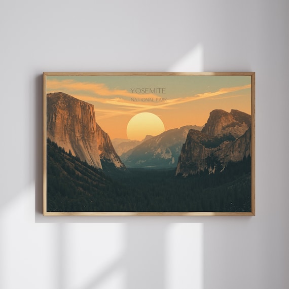 Yosemite National Park Sunset Valley Golden Hour Granite Cliffs Poster