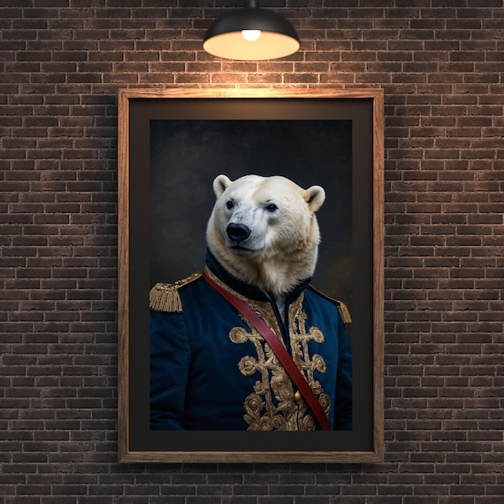 Bear Royal Portrait Wall Art Regal Animal Decor Aristocratic Painting