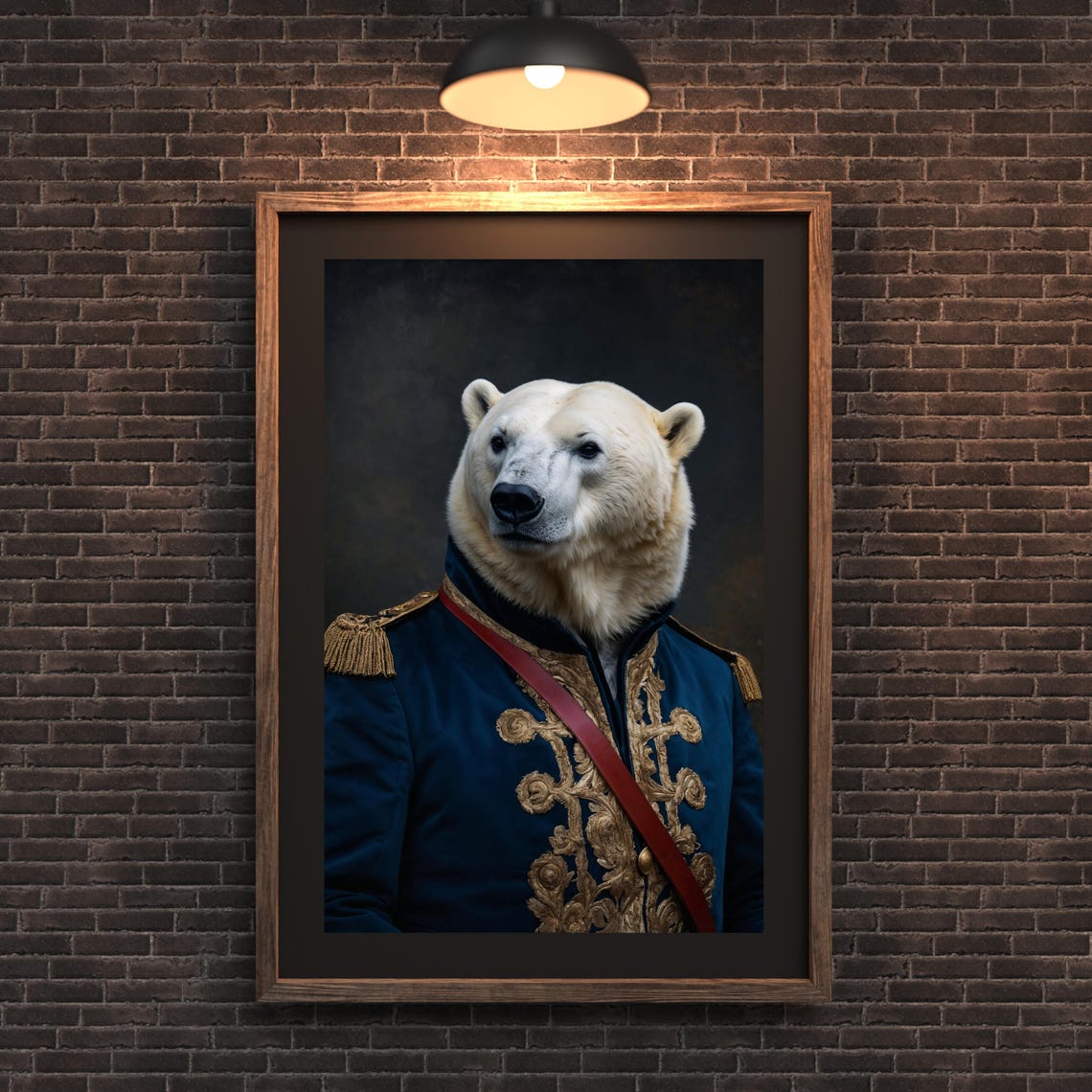 Polar Bear Royal Portrait Regal Navy Military Uniform Animal Poster