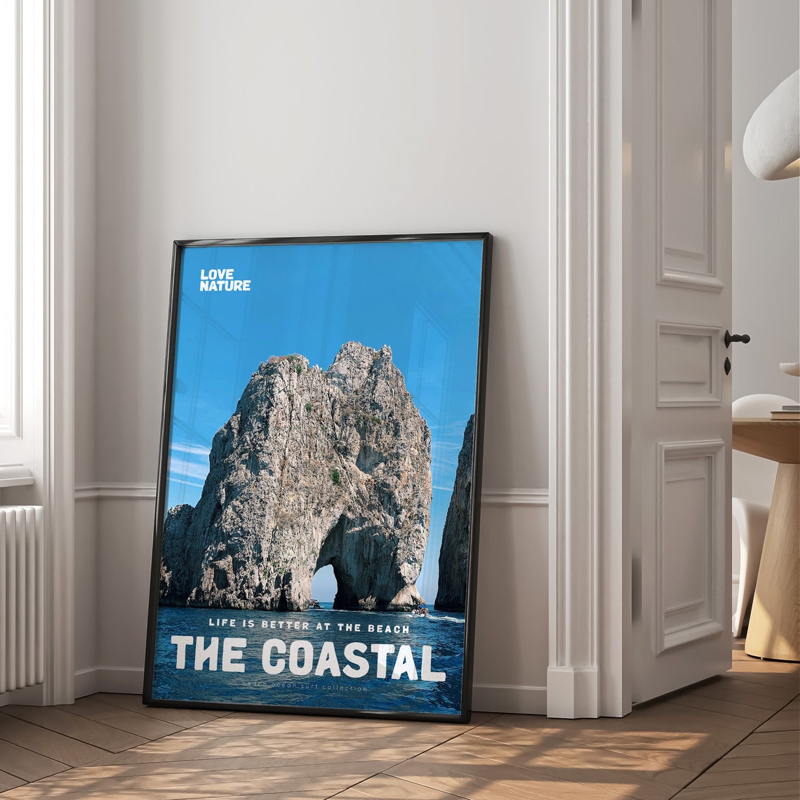 The Coastal Rock Arch Over Deep Blue Ocean Sea Cliff Art Poster - Image 2