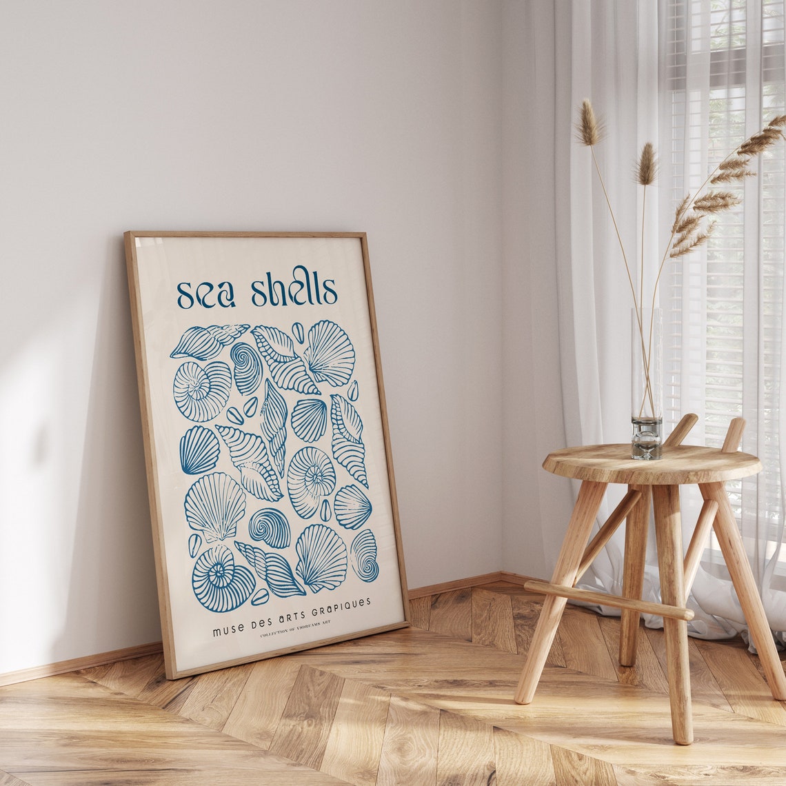 Sea Shells Blue Vintage Specimen Chart Coastal Nautical Wall Art - Image 3