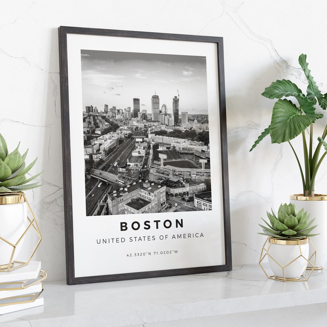 Boston Black and White Travel Poster, Wall Art Print - Image 4