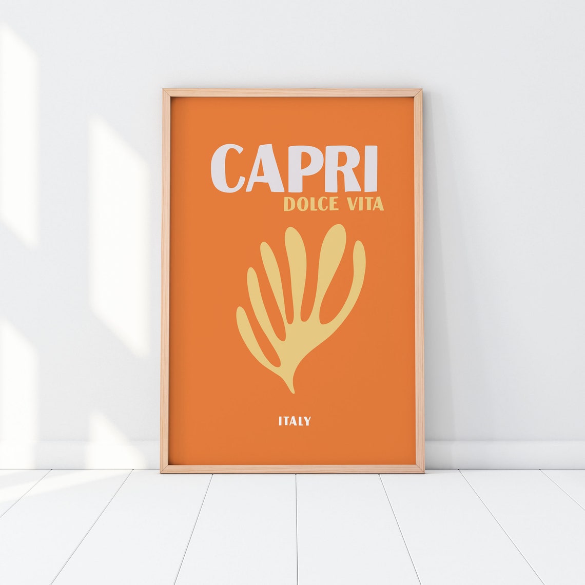 Capri Italy Dolce Vita Bold Orange Abstract Retro Travel Poster - Image 3