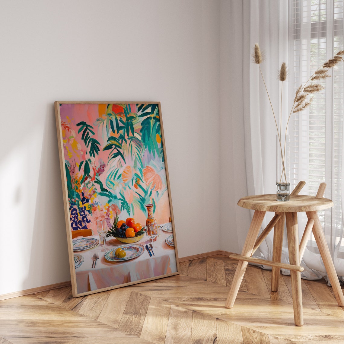 Elegant Tropical Table Setting Fresh Fruit Bowl Dining Art Poster - Image 3