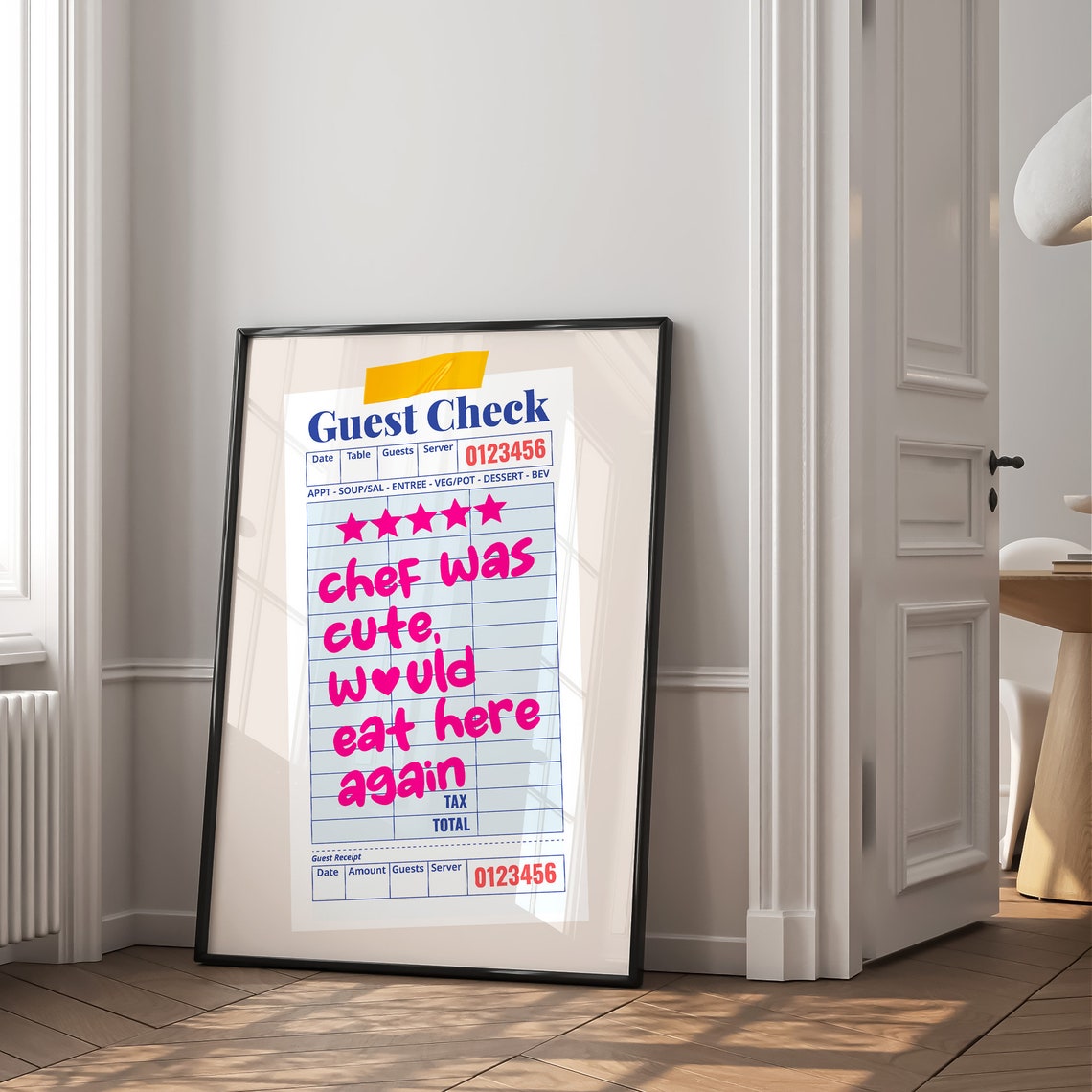 Chef Was Cute Would Eat Here Again Guest Check Kitchen Poster - Image 2