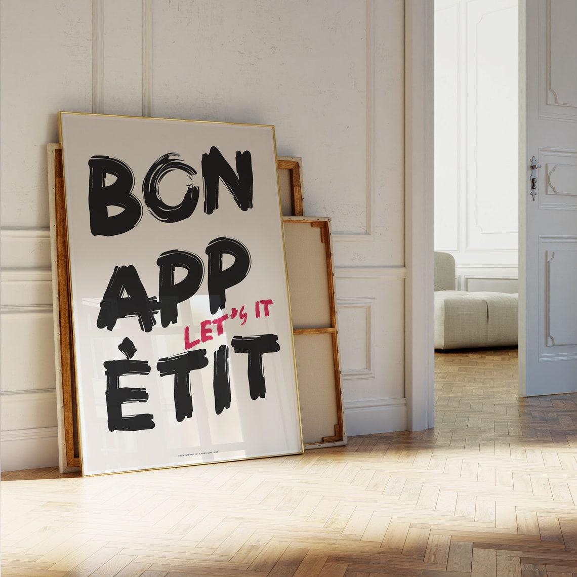 Bon Appetit Black Bold Brush Lettering Modern Kitchen Art Poster - Image 5