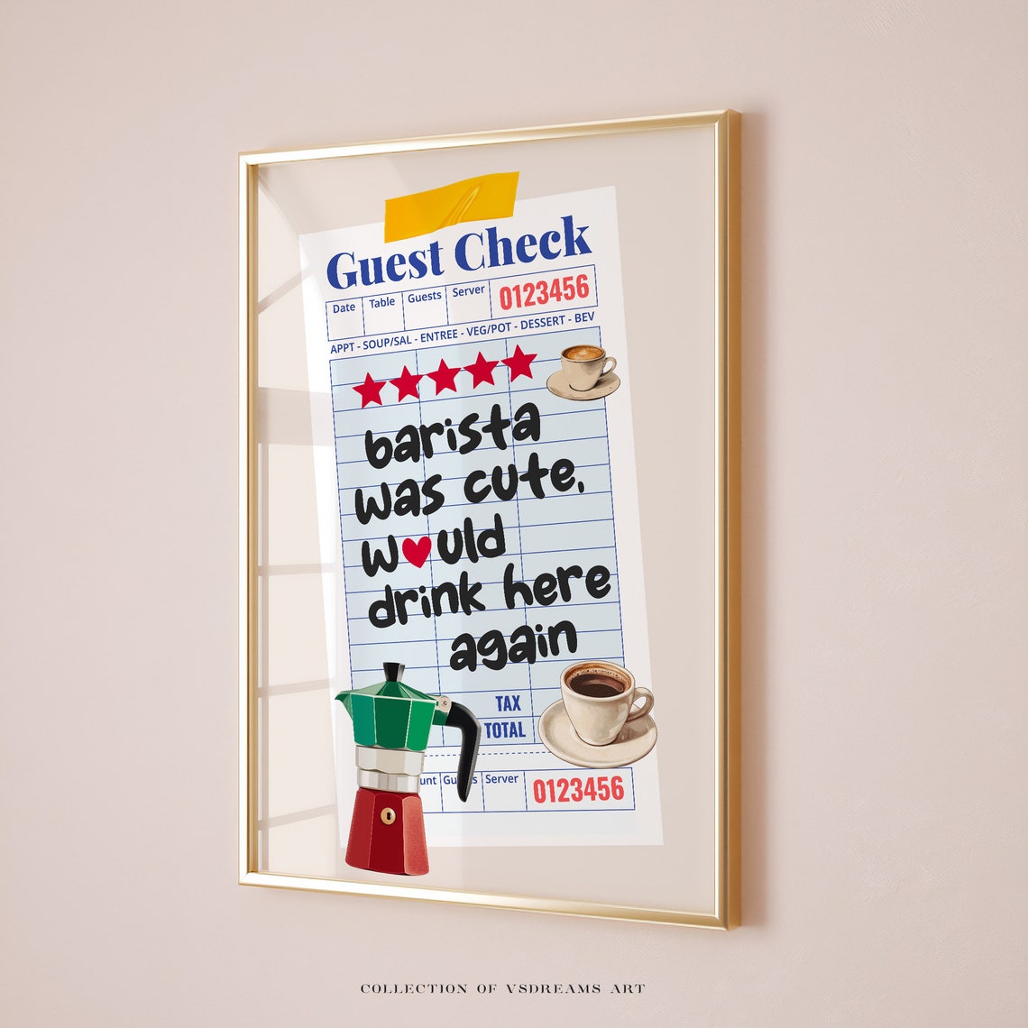 Barista Was Cute Would Drink Here Again Guest Check Art Poster
