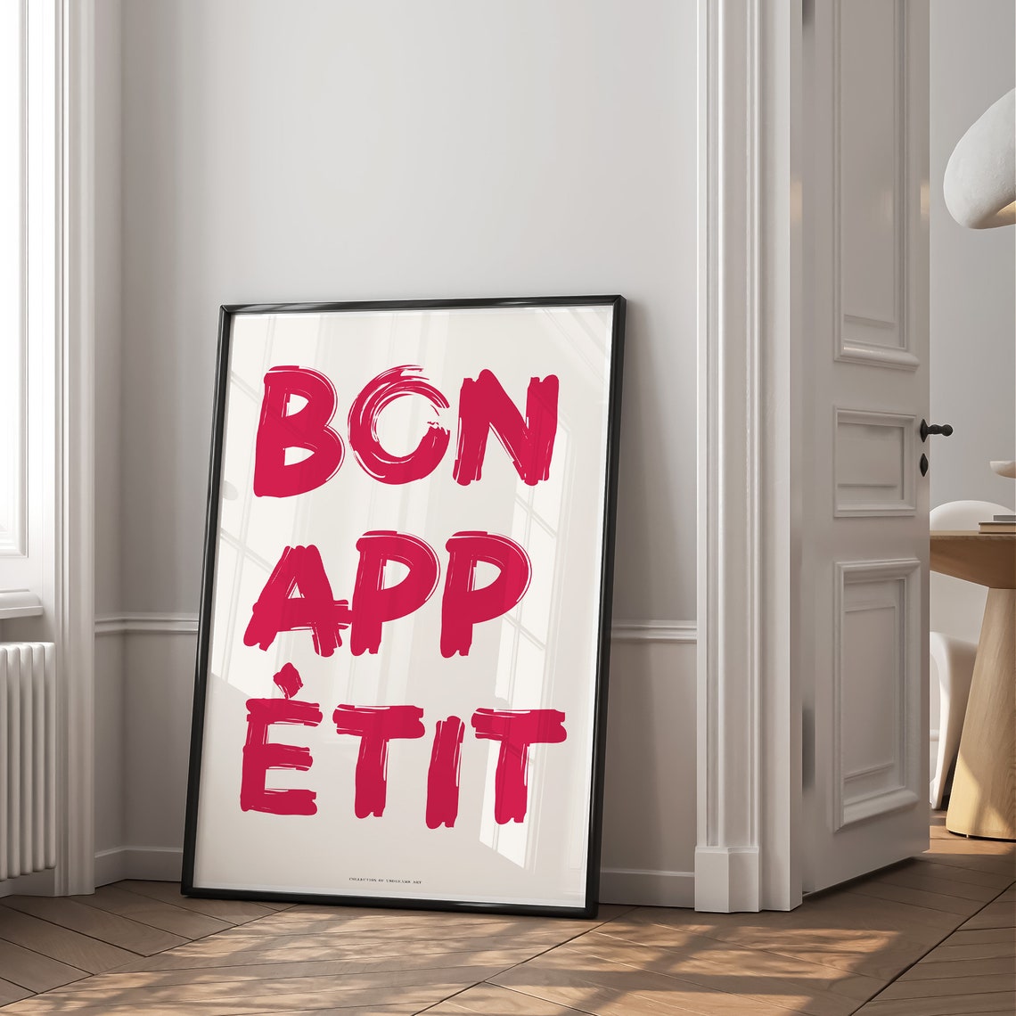 Bon Appetit Red Hand Painted Brush Lettering Kitchen Art Poster - Image 2