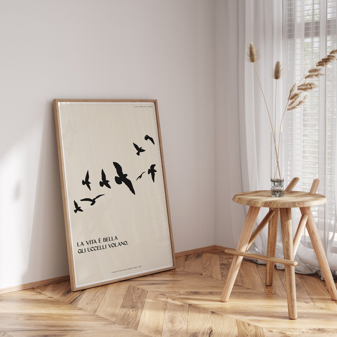 La Vita E Bella Bird Silhouettes Italian Quote Minimalist Poster - Image 3