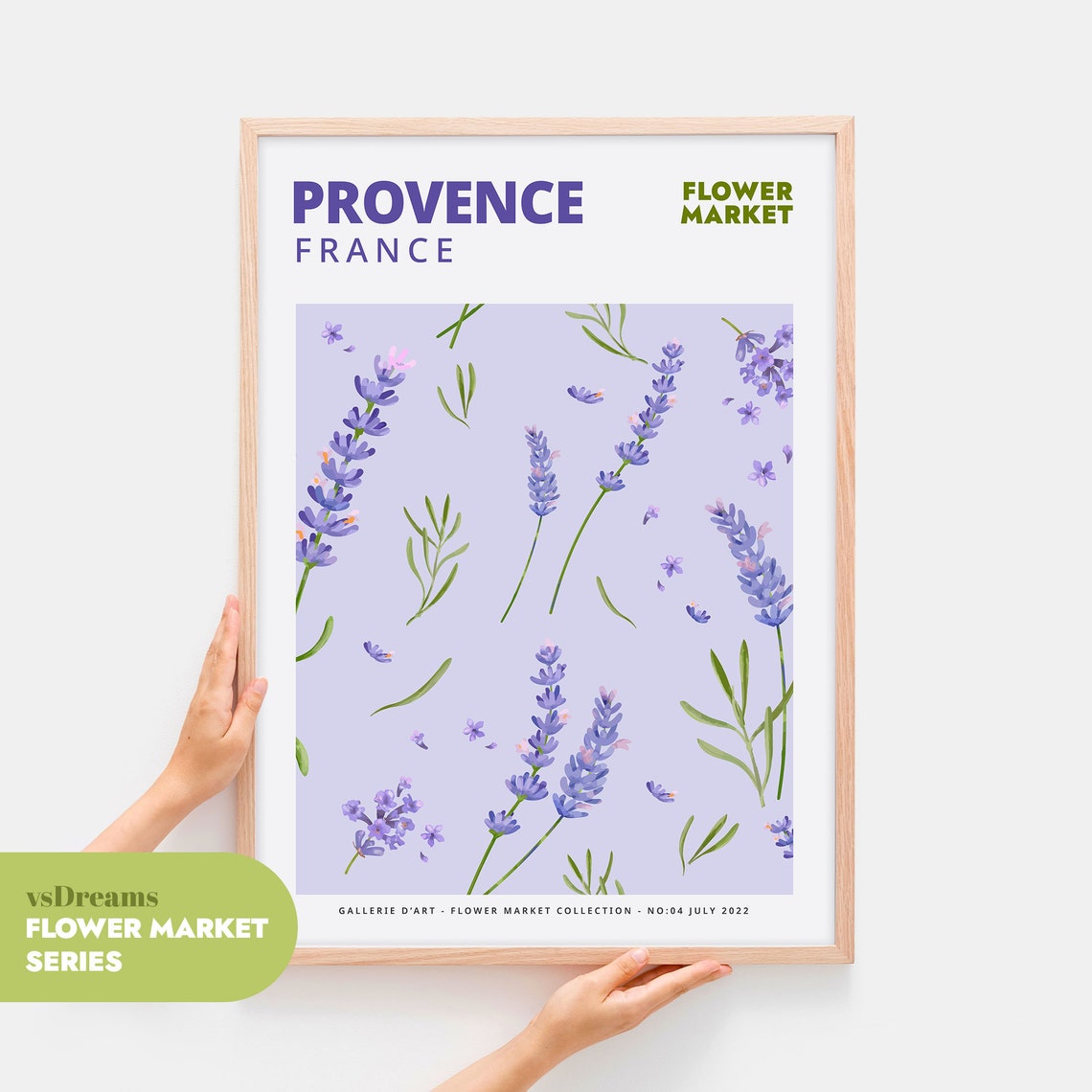 Provence France Lavender Sprig Flower Market Botanical Poster
