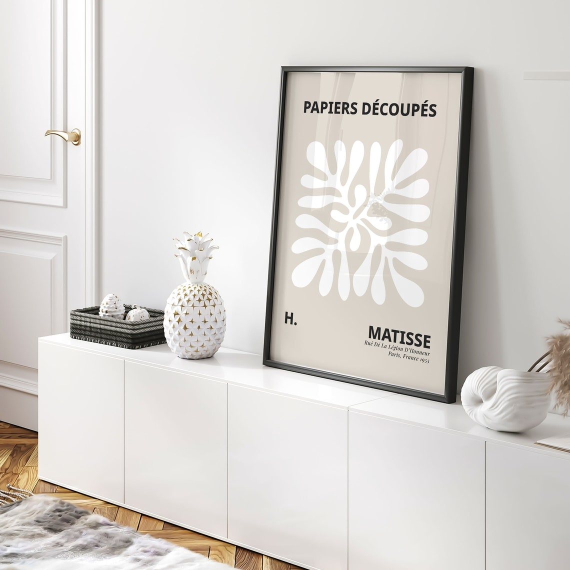 Henri Matisse Beige Botanical Paper Cutout Minimalist Art Poster - Image 5