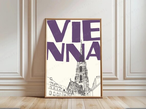 Vienna Austria St Stephens Cathedral Ink Line Art Travel Poster