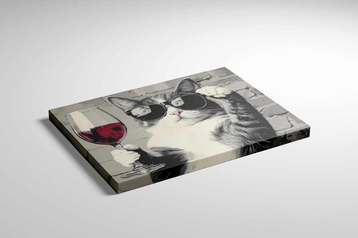 Cat Abstract Vintage Cat Wall Art, Funny Gift - Image 3