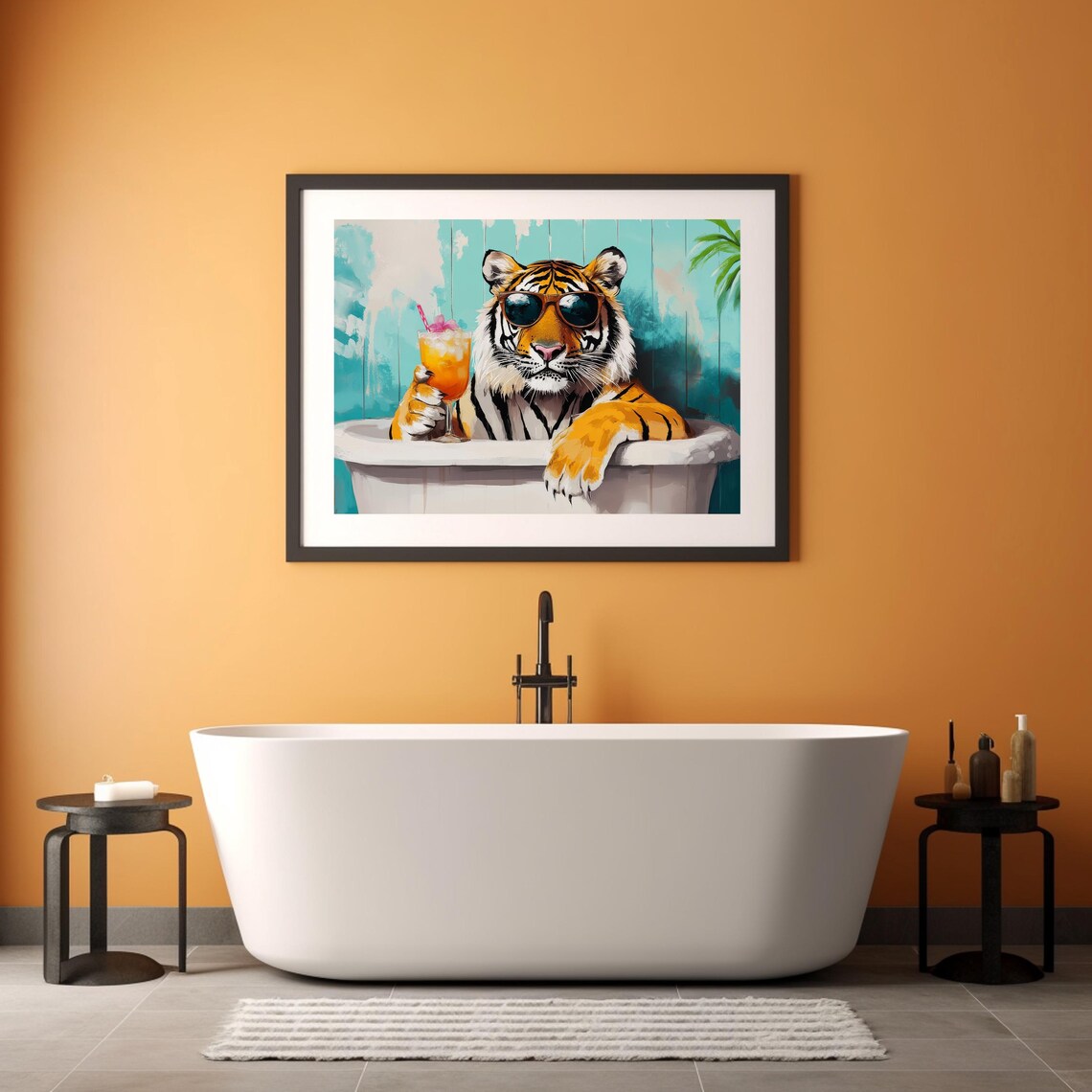 Tiger Print, Funny Bathtub Bathroom Humor Poster - Image 3