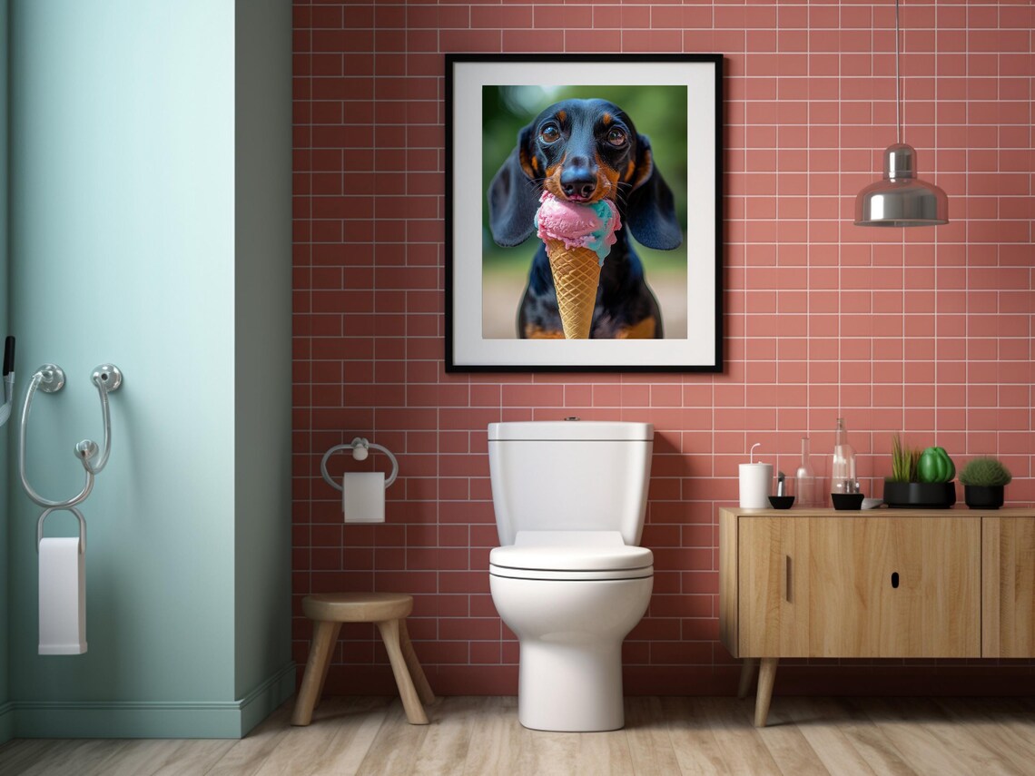 Dachshund Eating Ice Cream Poster, Cute Dog Lover - Image 4