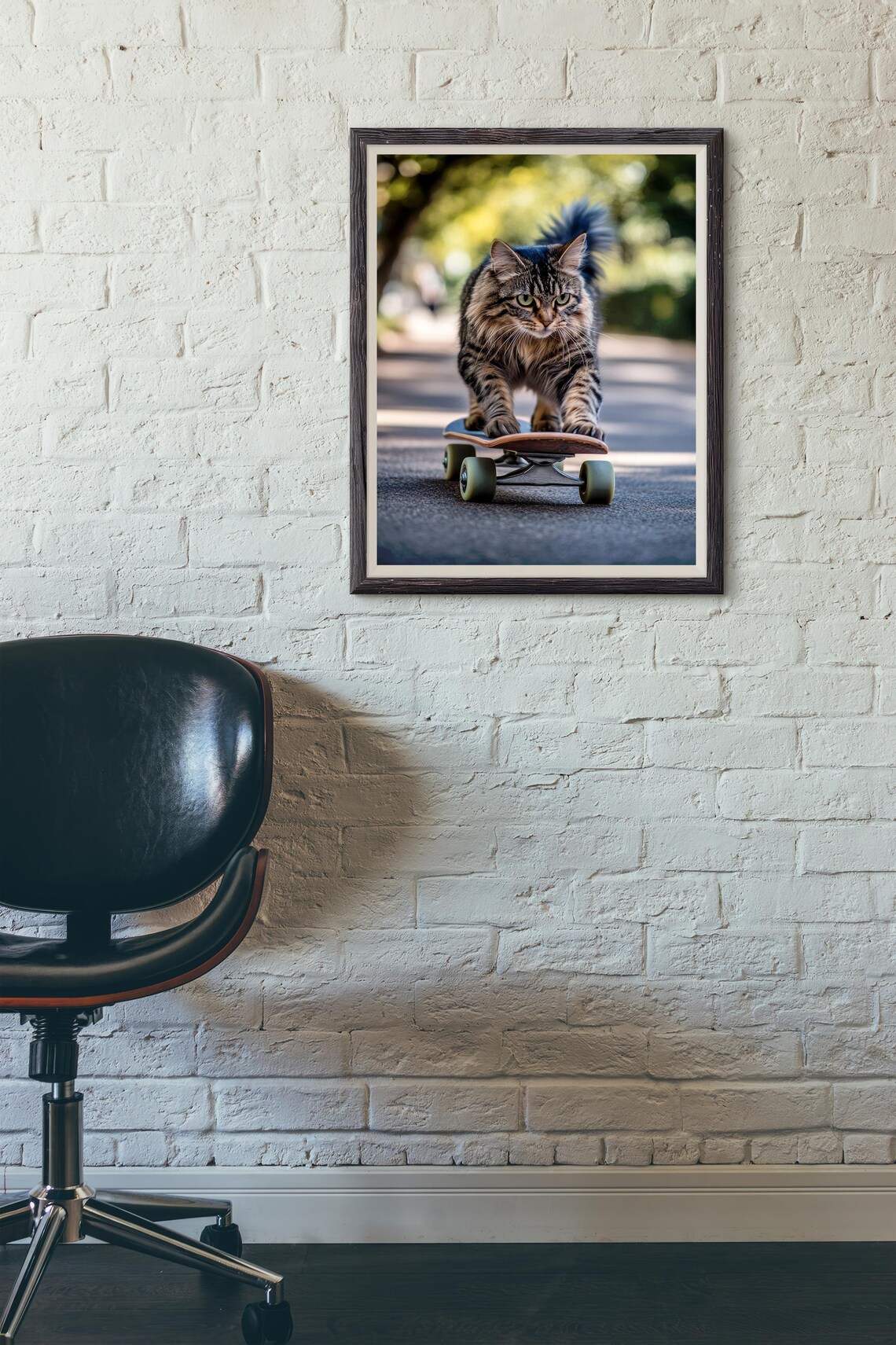 Cat Print, Funny Skateboarding Animal Poster - Image 3
