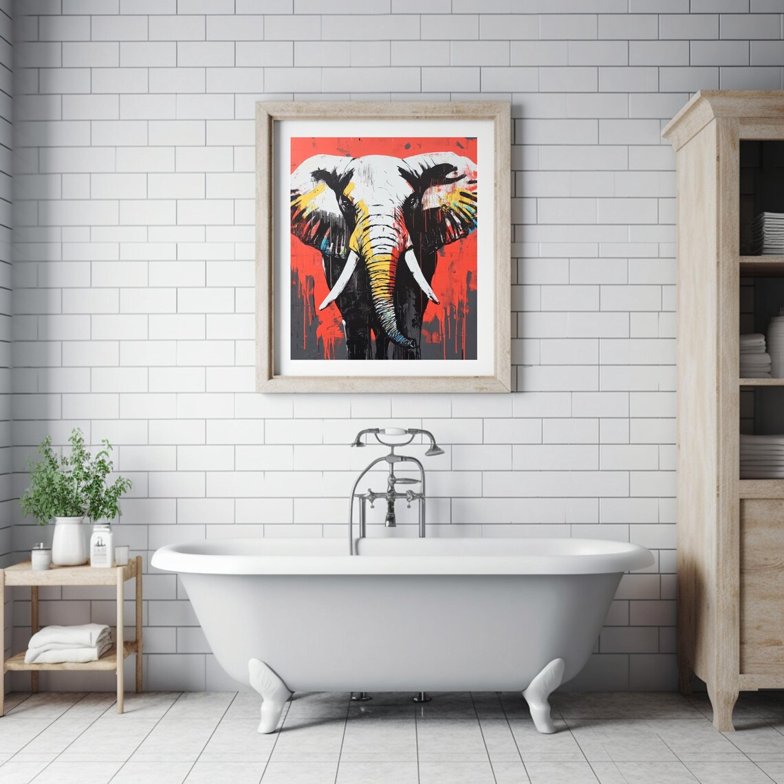 Majestic Elephant Art Print, Abstract African Safari - Image 2