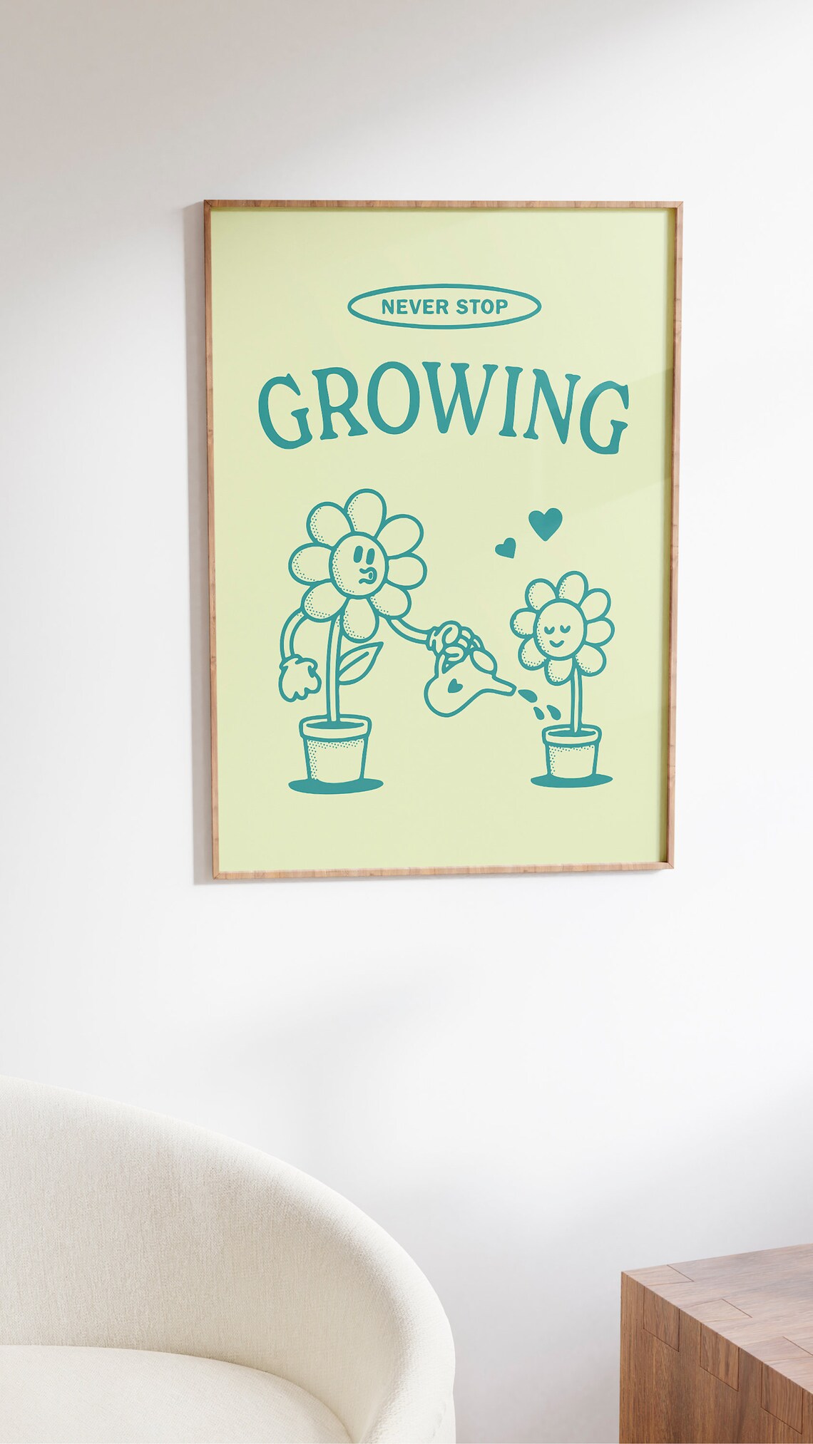 Never Stop Growing Retro Poster, Cute Illustration - Image 2