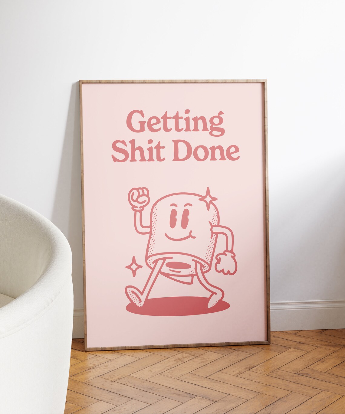 Funny Bathroom Wall Print, Pink Retro Toilet Decor - Image 3
