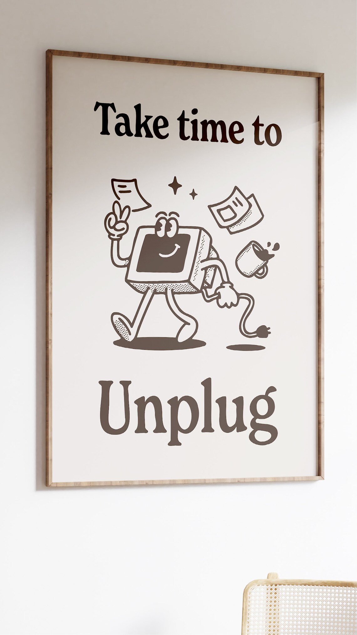 Take Time To Unplug Retro Work-Life Art Print - Image 2