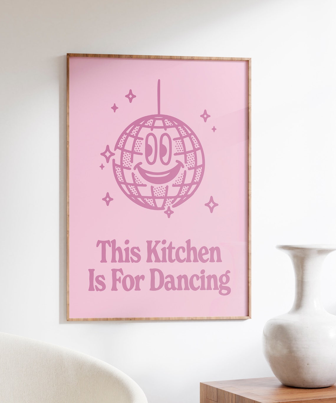 This Kitchen Is For Dancing Pink Disco Ball Kitchen Quote Poster - Image 3