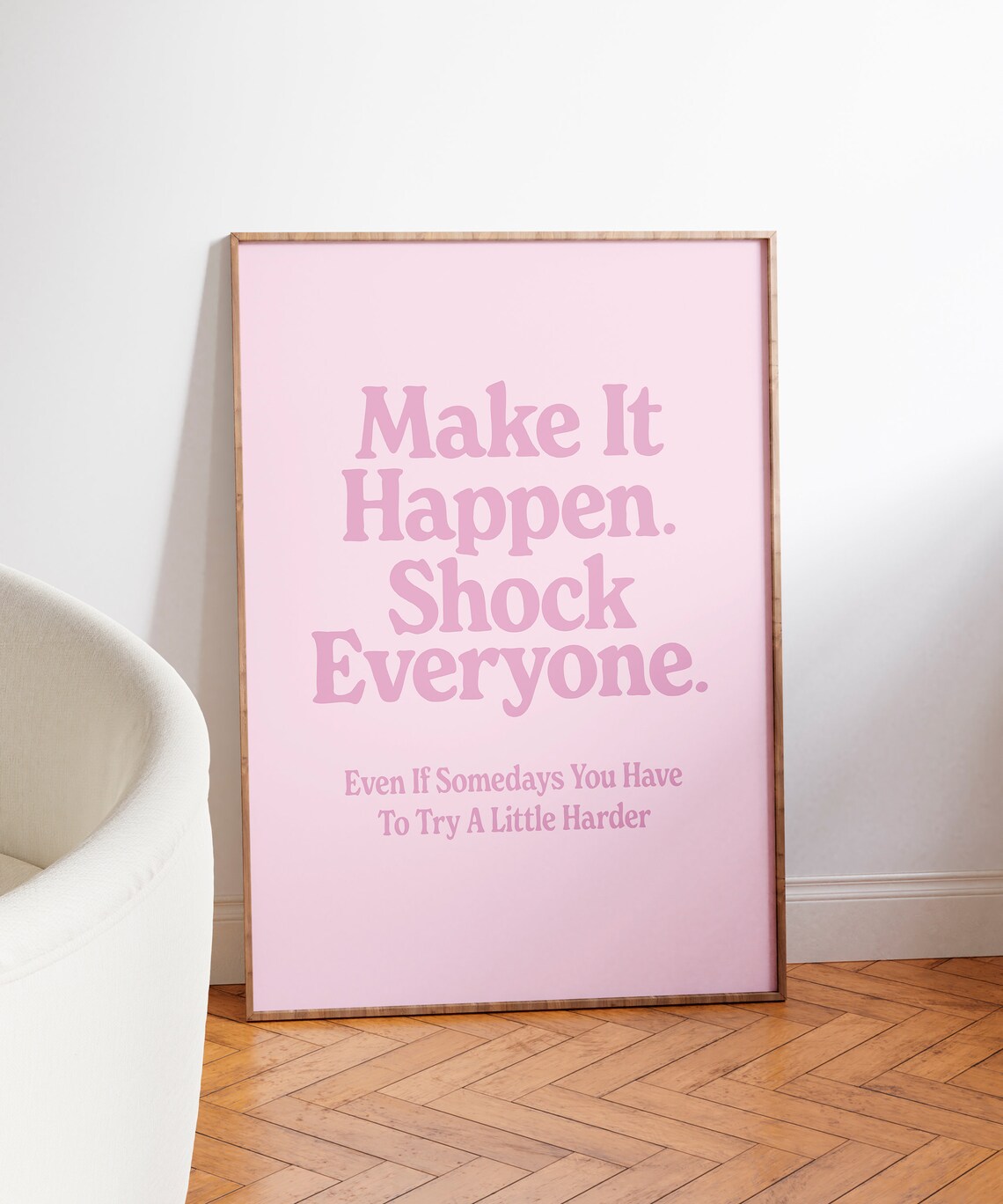 Make It Happen Pink Aesthetic Quote Poster - Image 7