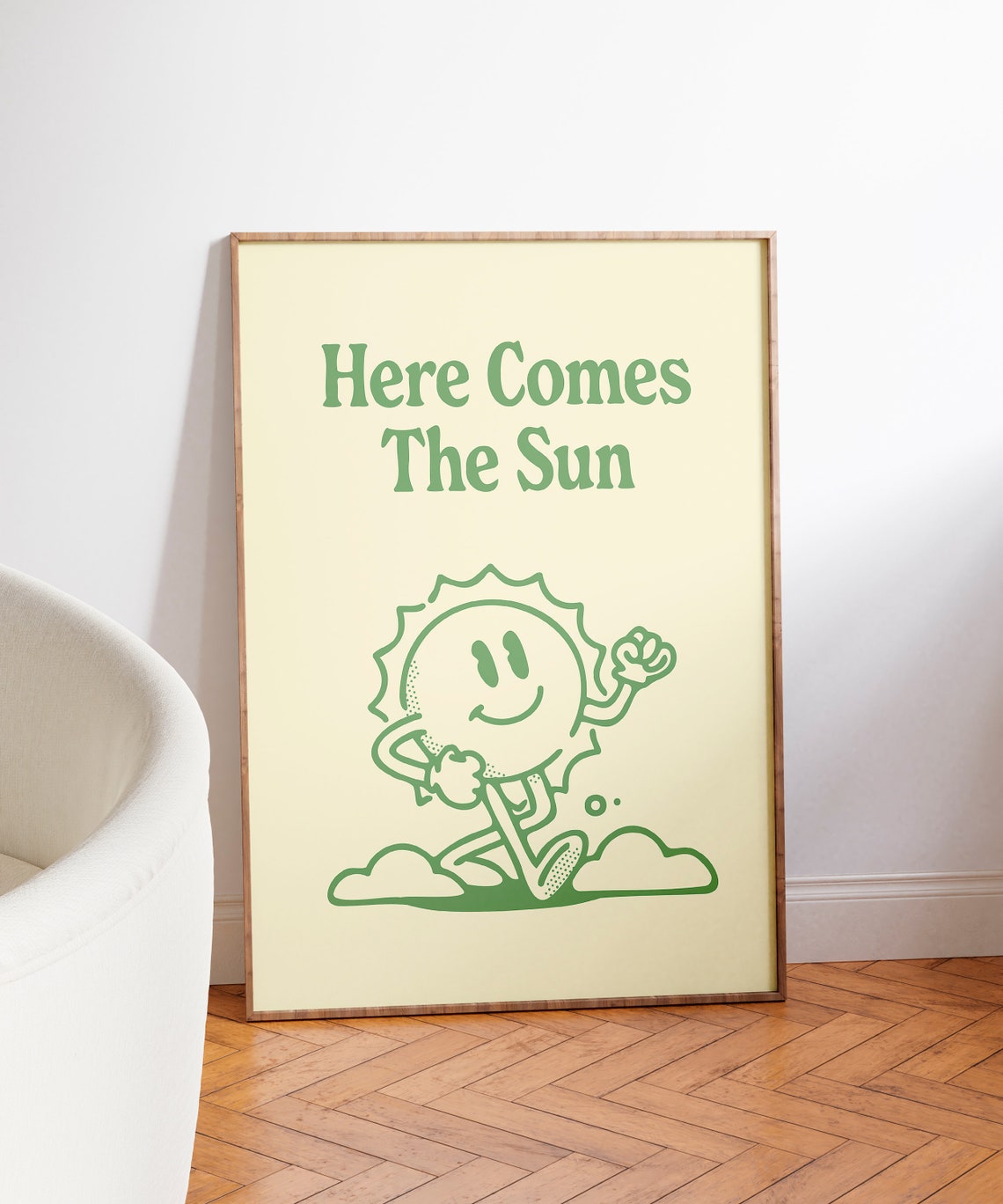 Here Comes The Sun Retro Smiling Sun Positive Quote Wall Poster - Image 2