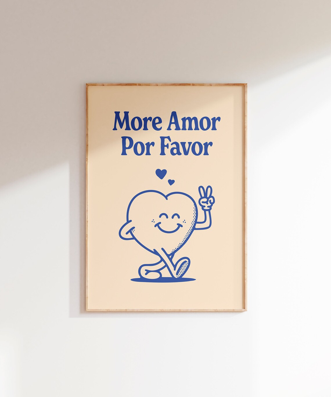 More Amor Por Favor Blue Smiling Heart Character Love Quote Poster - Image 6