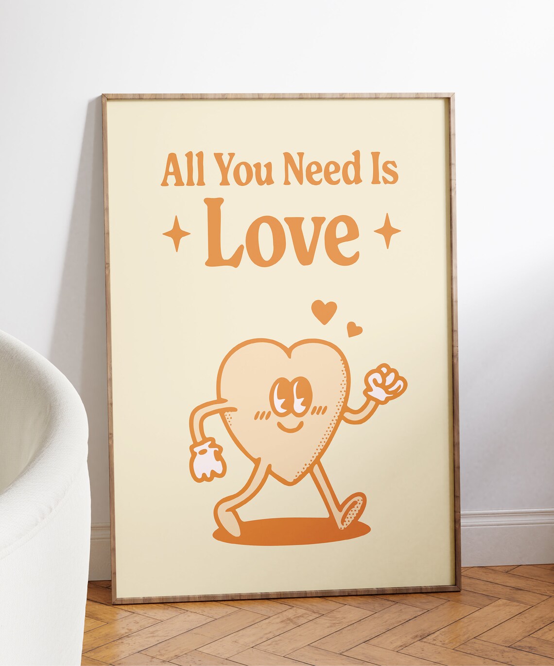 All You Need Is Love Retro Heart Orange Character Quote Poster - Image 4