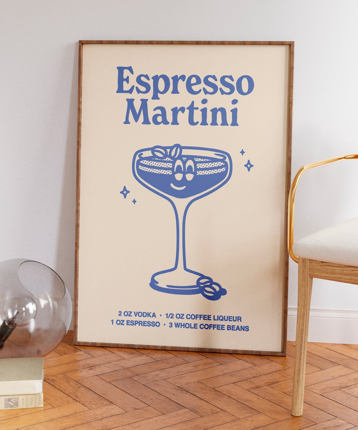 Espresso Martini Classic Retro Cocktail Recipe Blue Bar Poster - Image 5