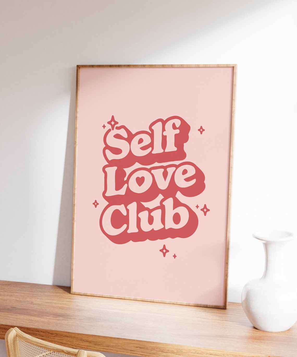 Self Love Club Coral Retro Bubble Lettering Affirmation Quote Poster - Image 7