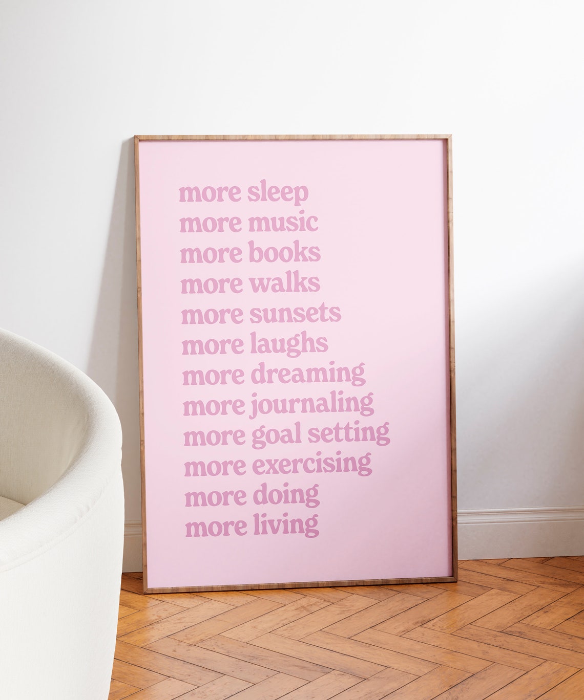 More Sleep More Music Retro Pink Self Care Affirmation Poster - Image 3