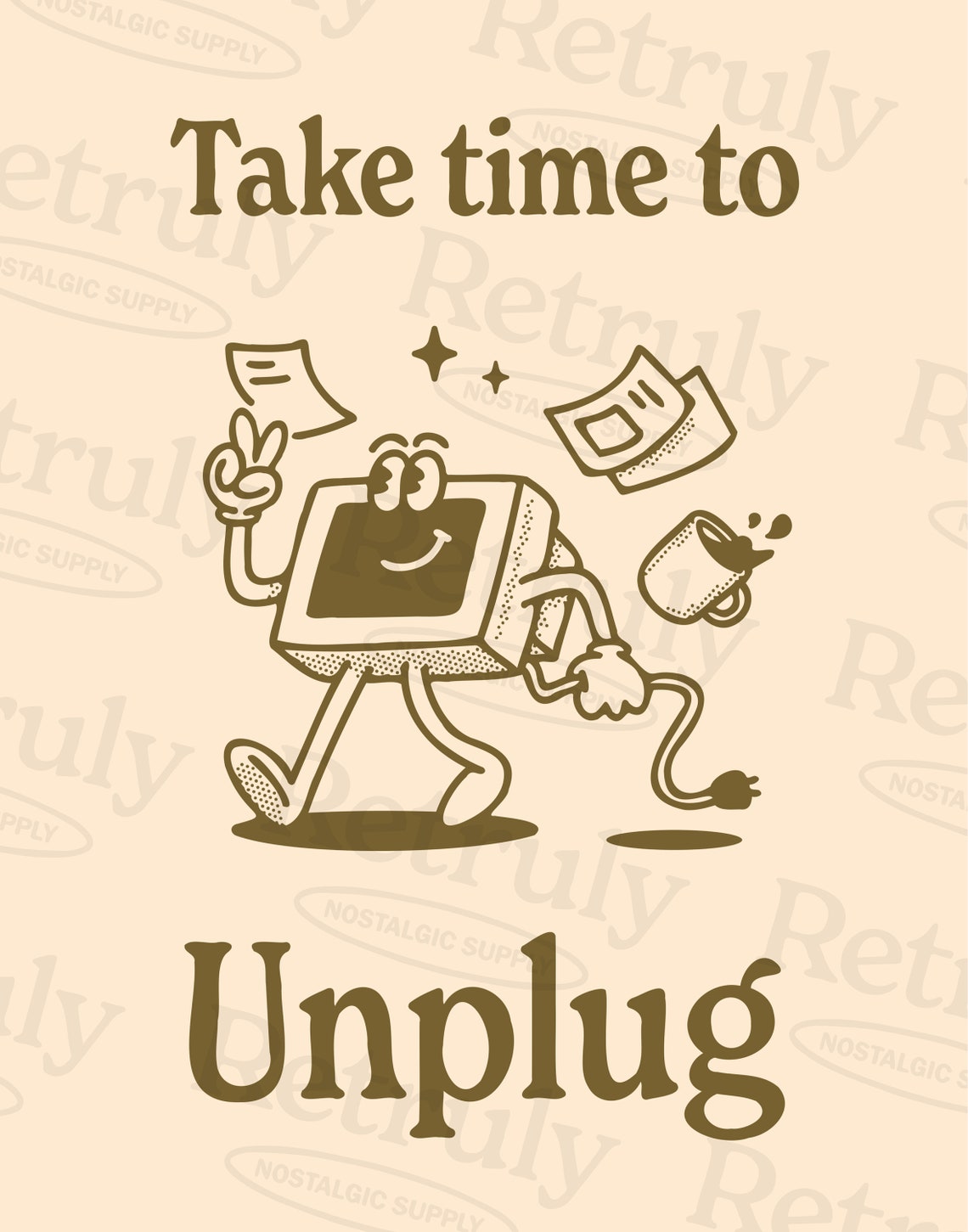 Take Time To Unplug Print Positive Wall Art Trendy Retro Poster Balance Wall Art Office Studio Poster Affirmation Quote Wall Print - Image 2