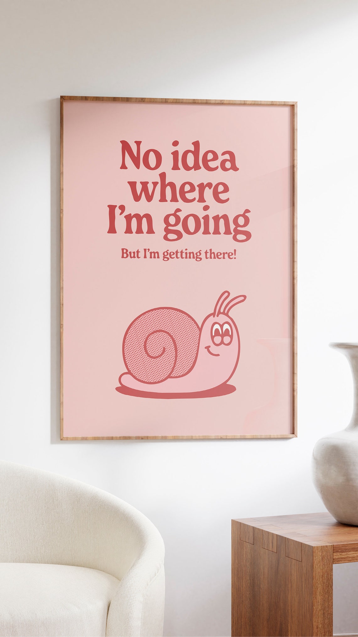 No Idea Where I Am Going Cute Snail Quote Motivational Wall Art - Image 2