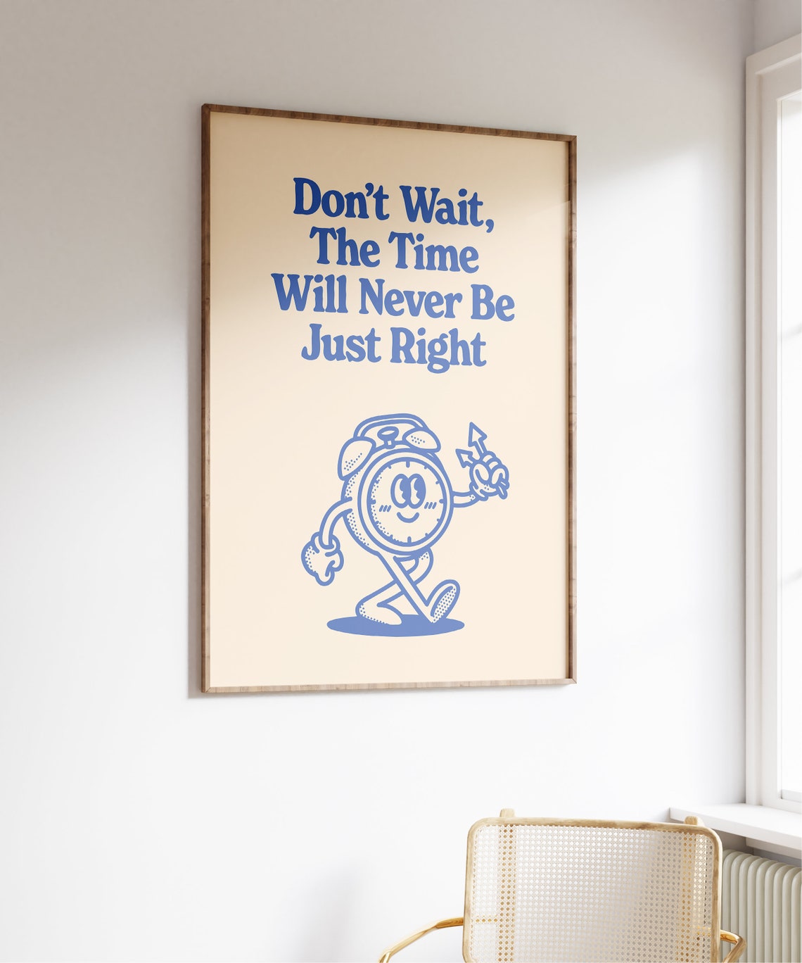 Don't Wait the Time Is Right Blue Vintage Alarm Clock Poster - Image 6