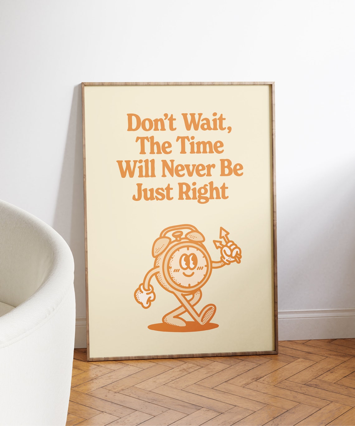 Don't Wait the Time Is Right Orange Vintage Alarm Clock Poster - Image 6