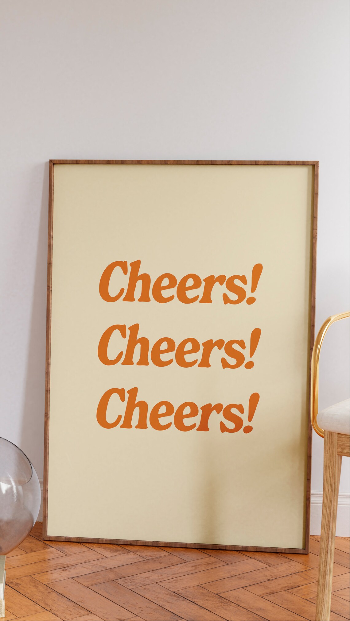 Cheers Print Bar Cart Wall Art Retro Bar Cart Poster Bar Print Orange Trendy Bar Print Cheers Sign Downloadable Art Retro Poster - Image 2