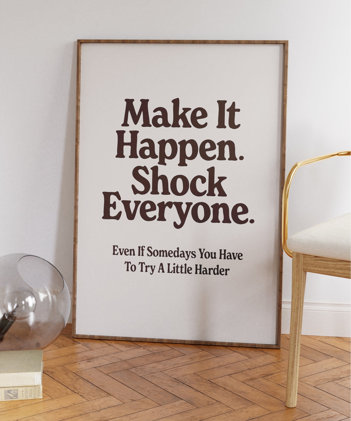 Positive Wall Art Inspirational Quote Print Motivational Office Decor Poster Retro Home Office Wall Art Make It Happen - Image 6