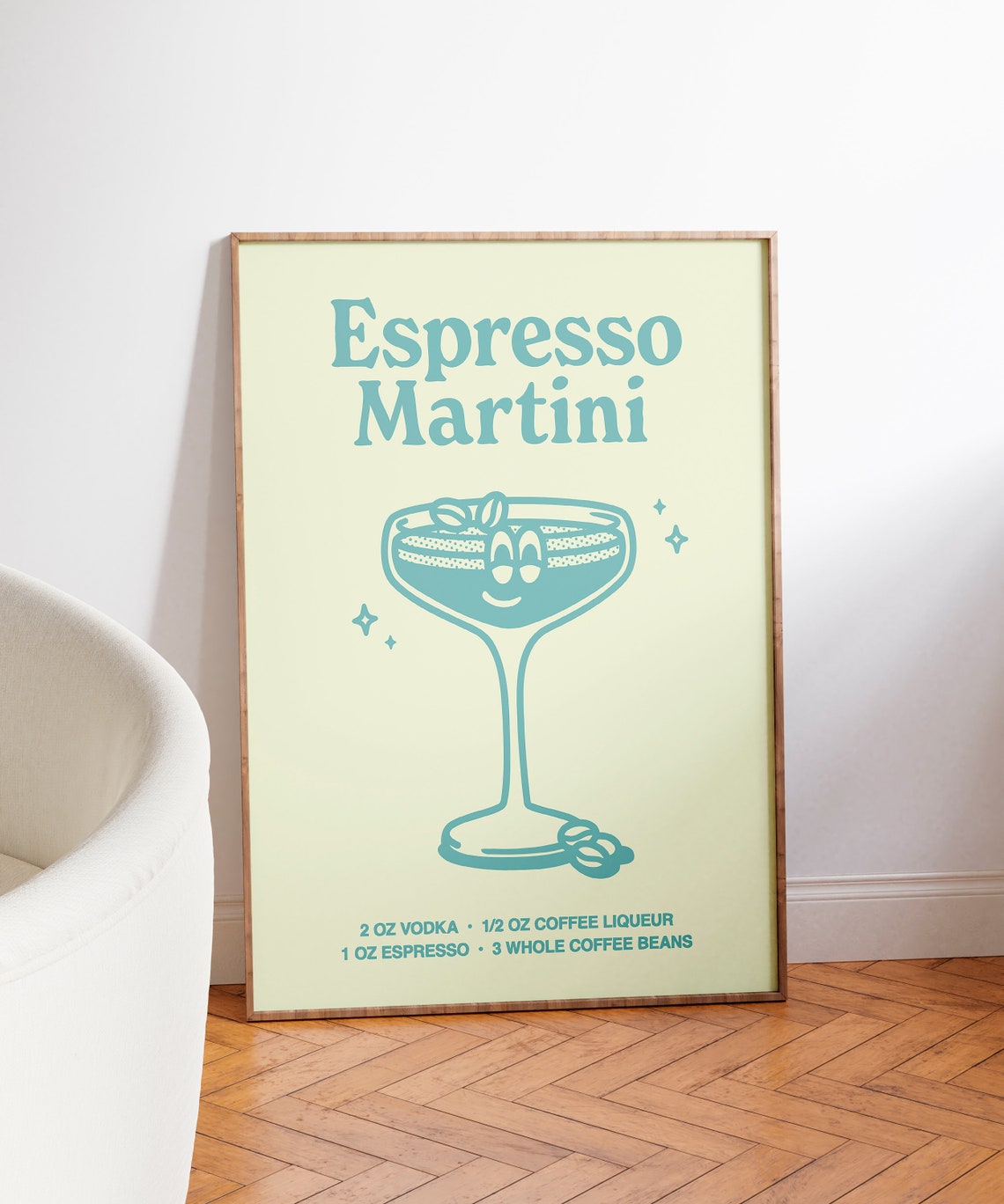 Espresso Martini Cocktail Recipe With Cute Glass Illustration Poster - Image 5