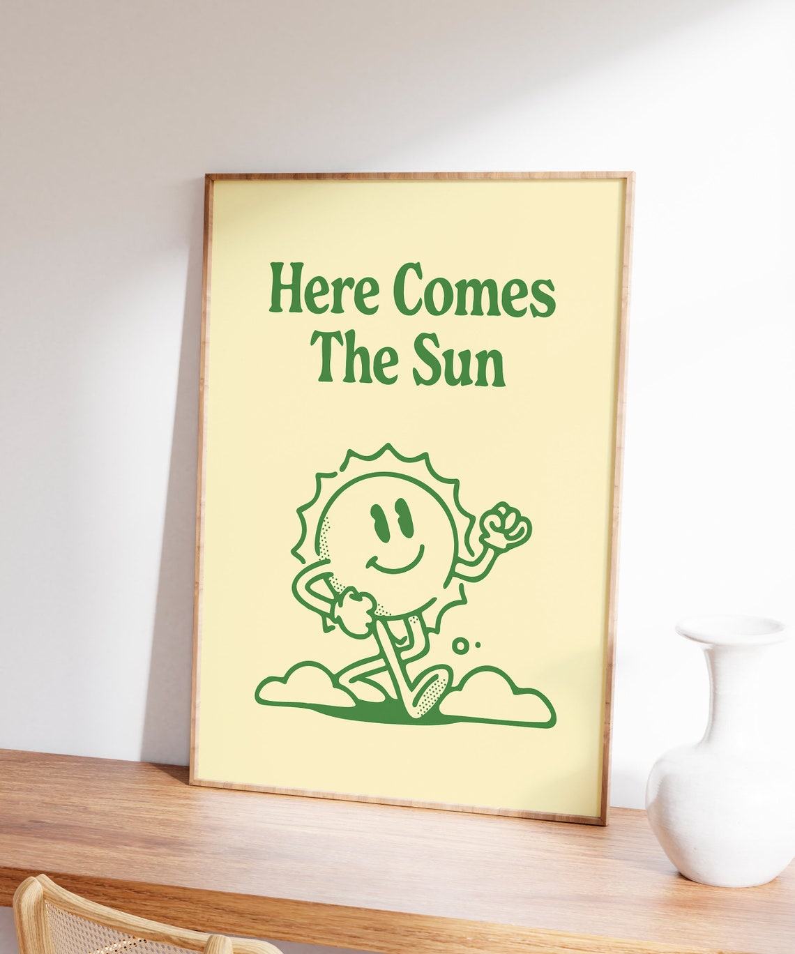 Here Comes The Sun Retro Smiling Sun Positive Quote Wall Poster - Image 7