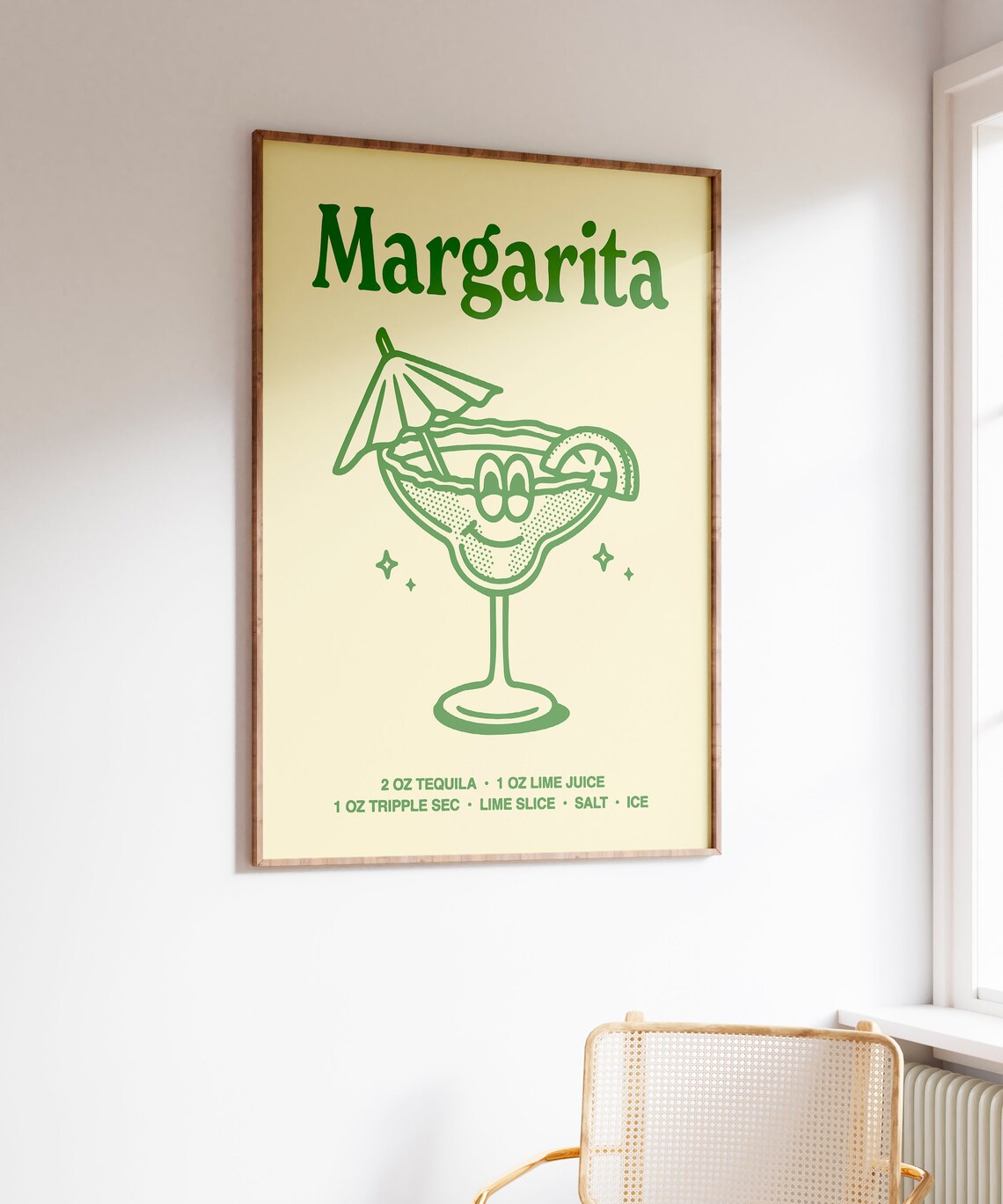 Margarita Cocktail Recipe Retro Green Bar Cart Drink Art Poster - Image 4